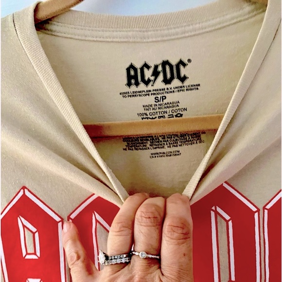 Women’s Cut Rock Tee, ACDC, Sand Beige, New, S - Picture 7 of 12